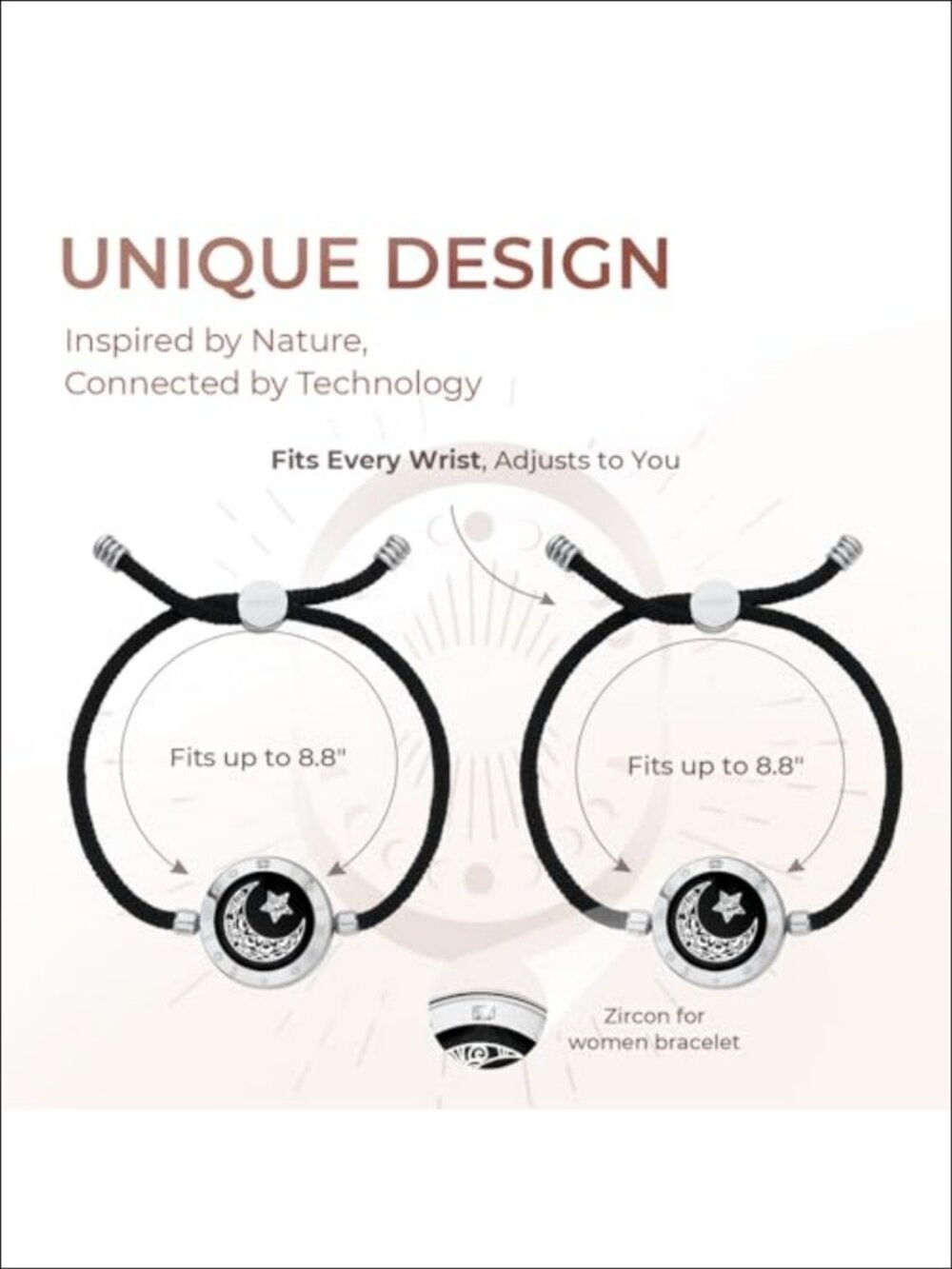 Smart Long Distance Touch Bracelet Set Couples Adjustable Rope - Picture 3 of 5